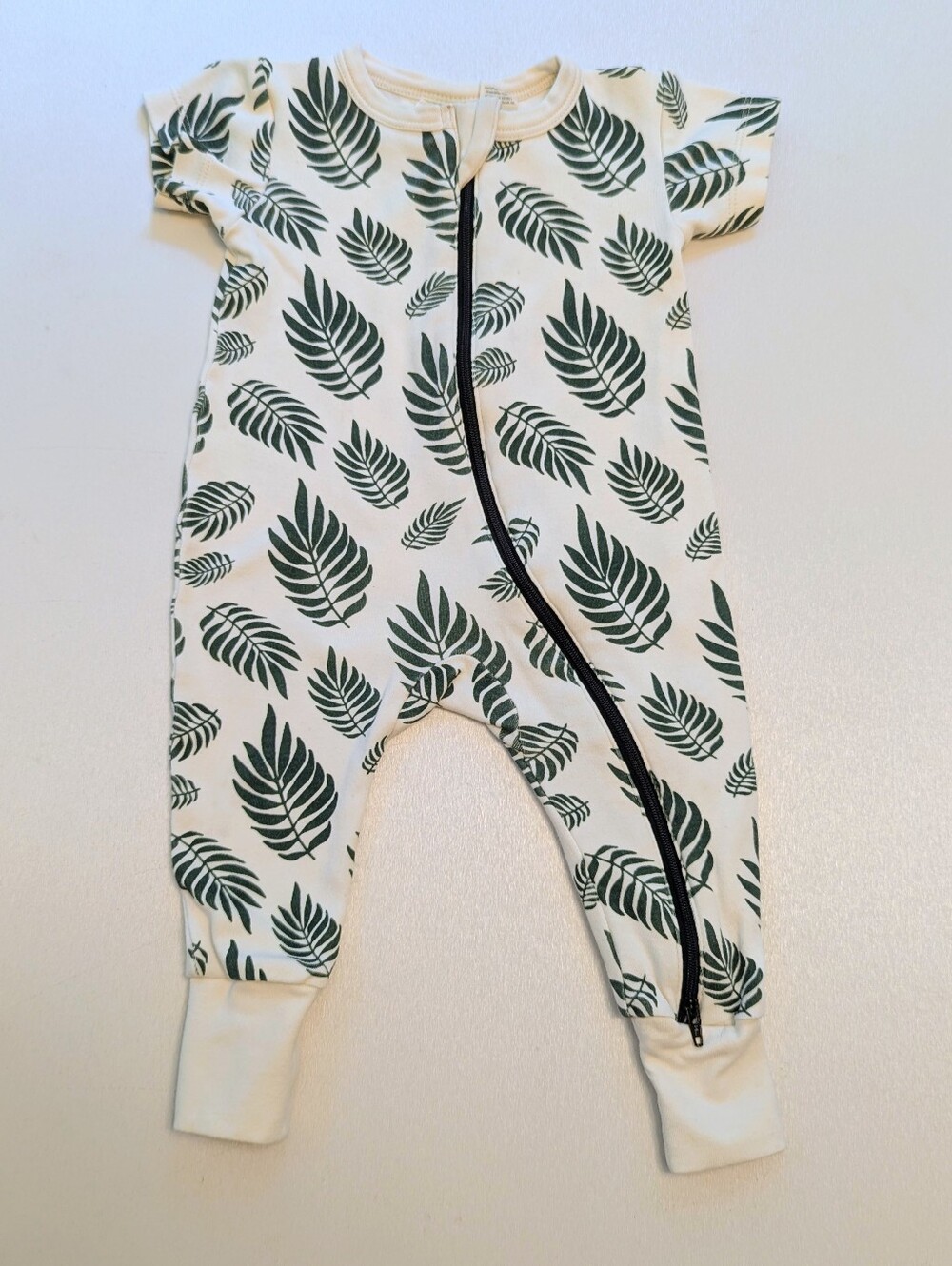 Parade Organics Palm Leaves Print Zip Sleeper Romper - Size 3-6 Months